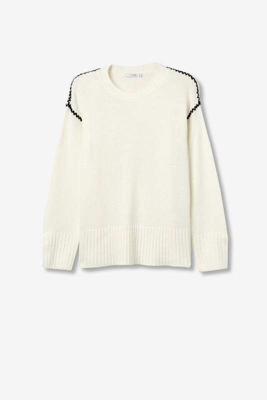 Witte trui met contrasterende details