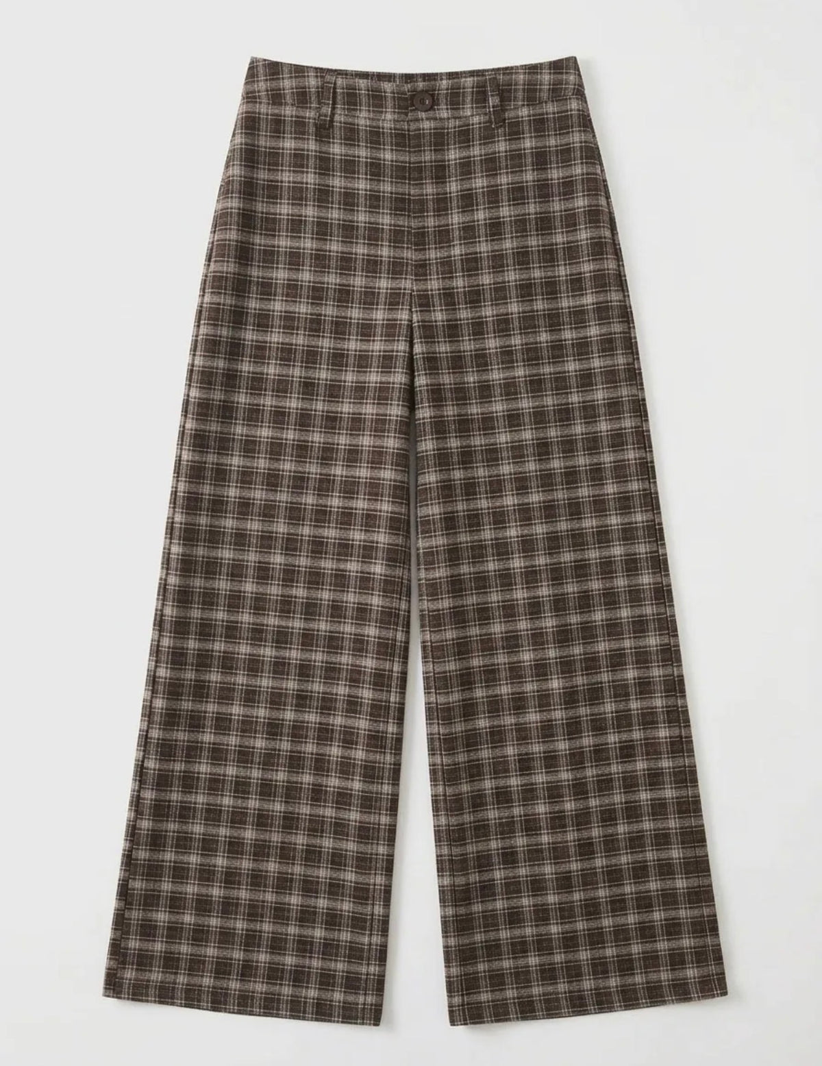 Geruite rechte broek bruin