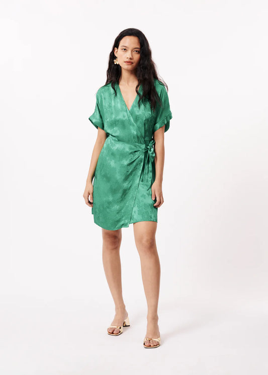 Omslag jurk groen silky
