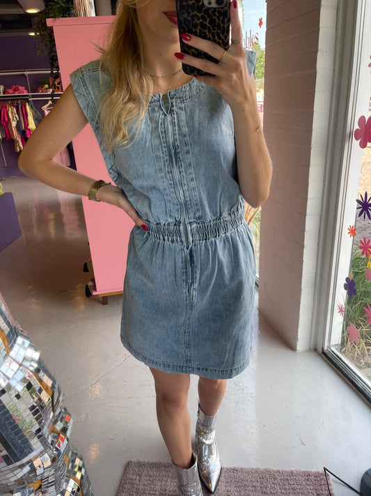 Denim dress kort