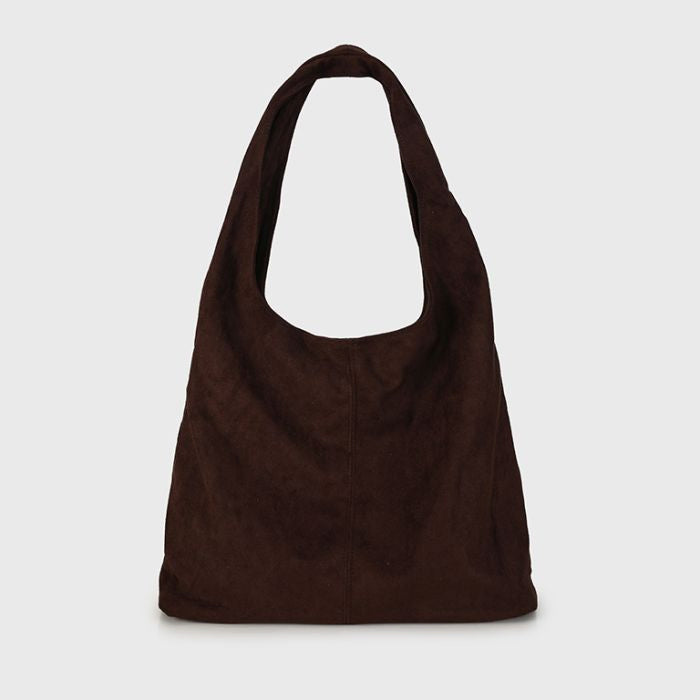 Tote bag suede look coffee brown