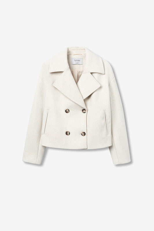 Korte mantel jas ecru