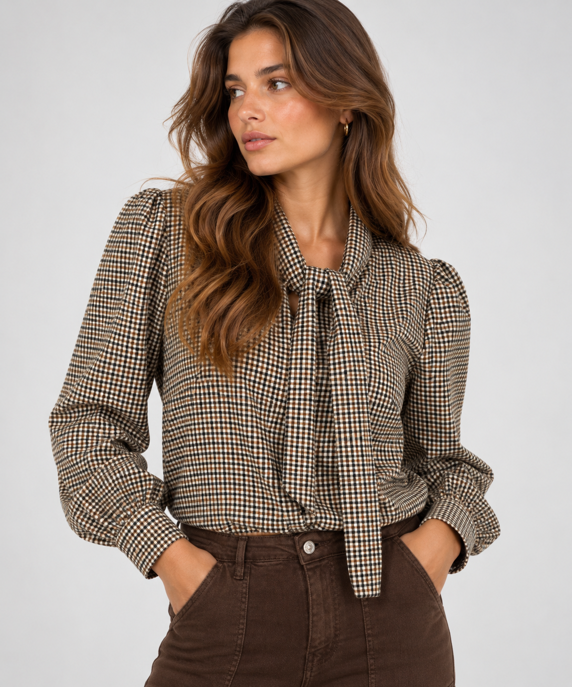 Geruite Blouse met Strik