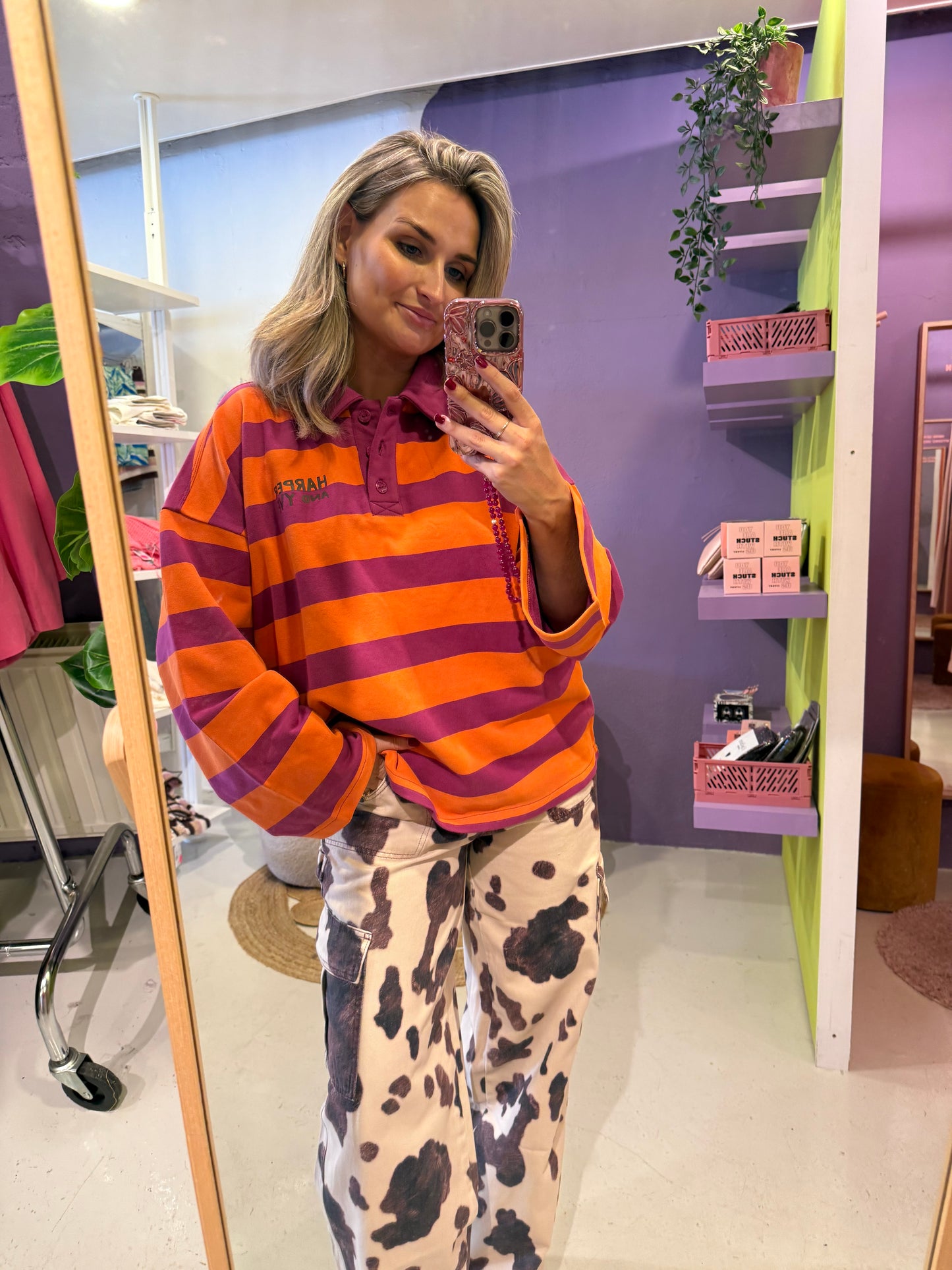 Pollie jumper striped spiced orange