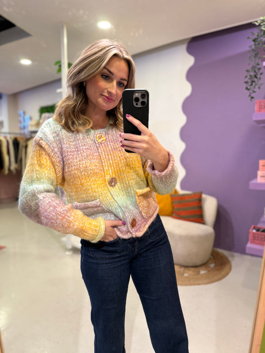 Multicolor vest gouden knopen