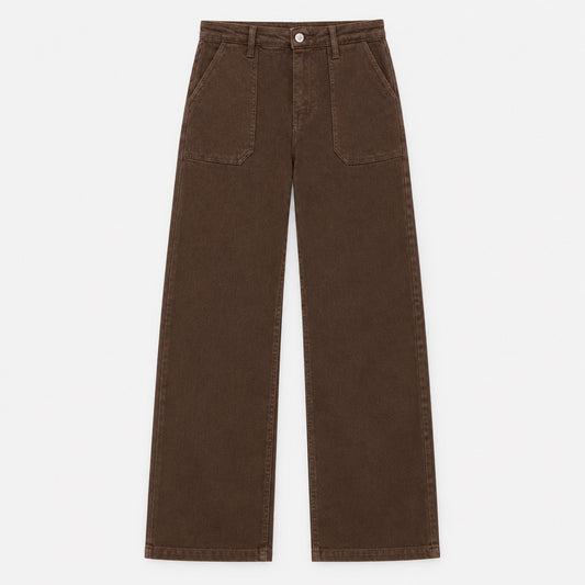 Bruine rechte jeans met zakken