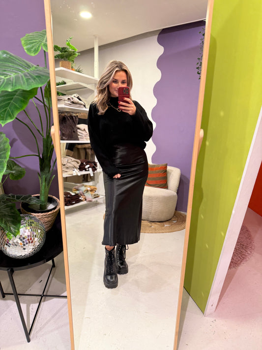 Silky midi rok zwart