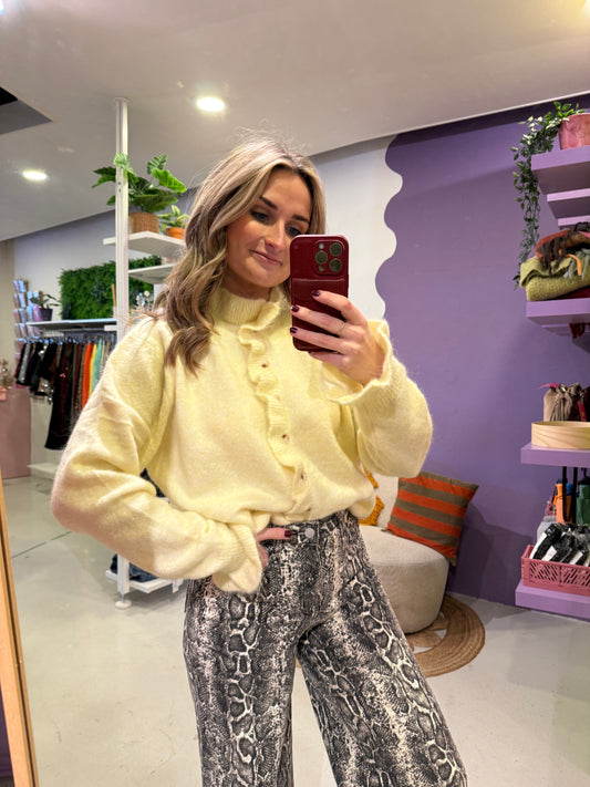 Vest butter yellow met ruffle