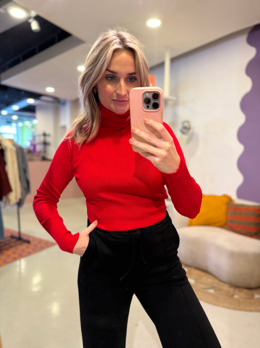 Aansluitende coltrui rood