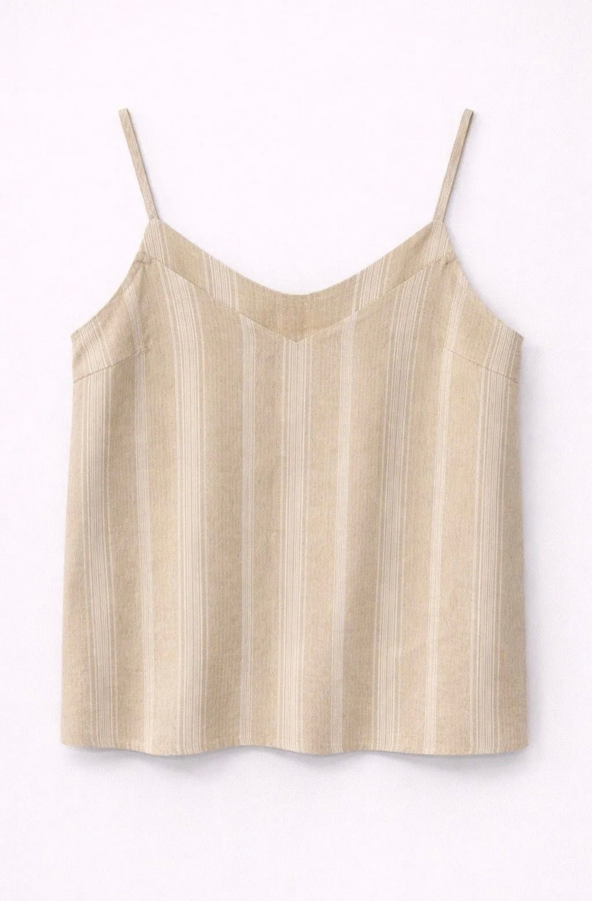 Top linnenlook ecru/zand streep