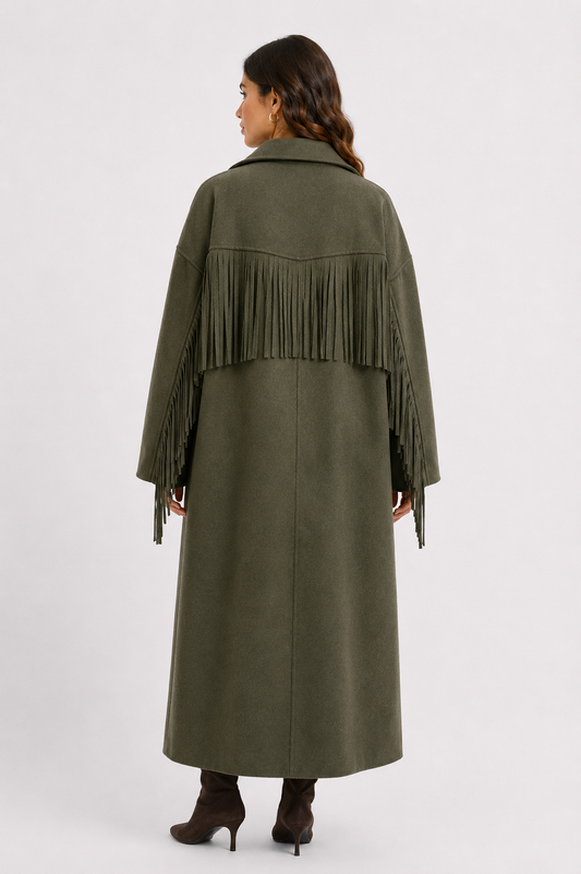 Groene fringe mantel