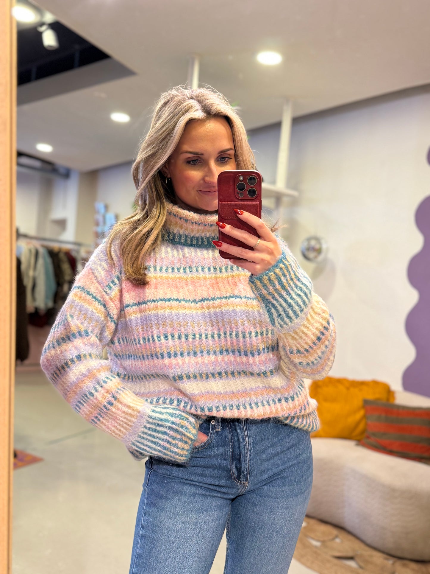 Trui met col multicolor