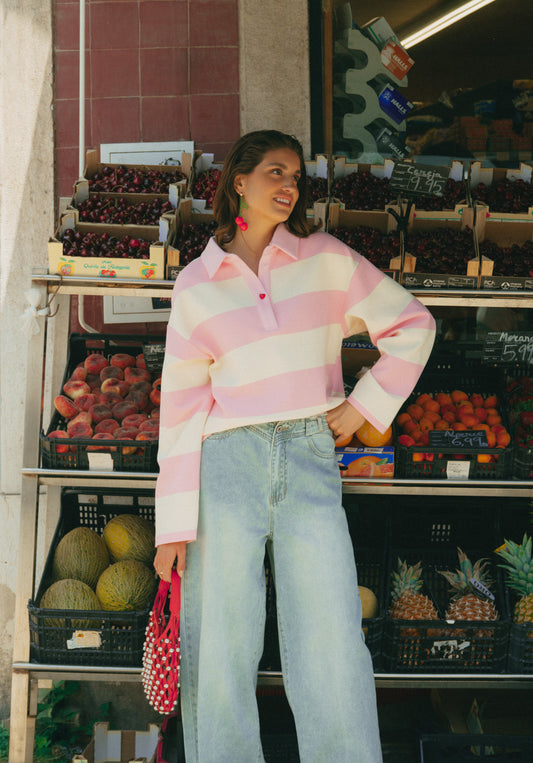 Zeyna sweater soft pink/off white