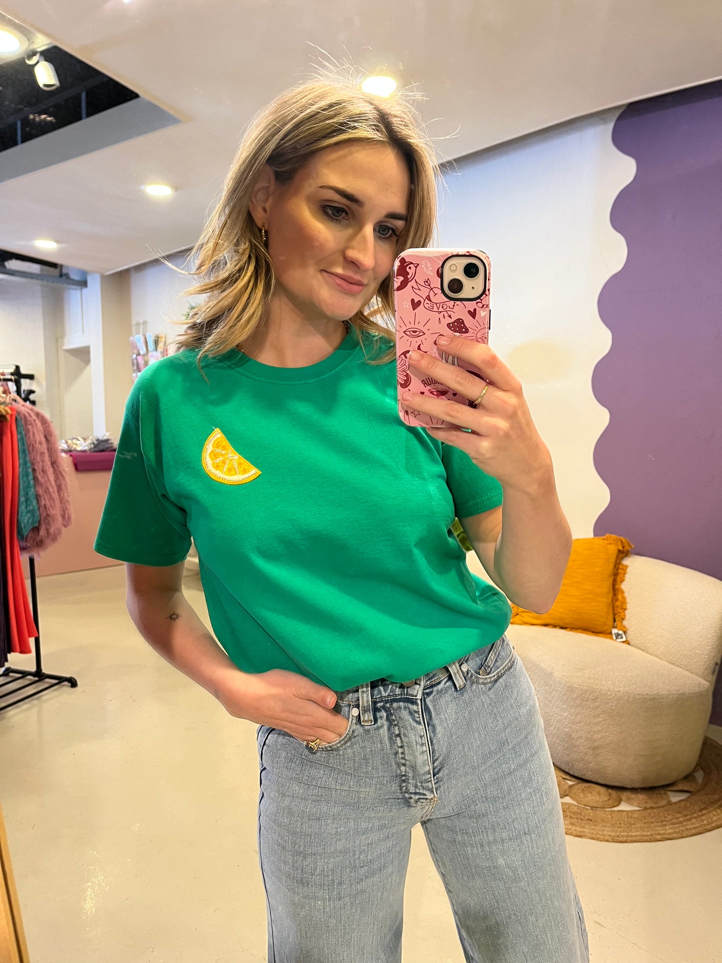 T-shirt green lemon piece
