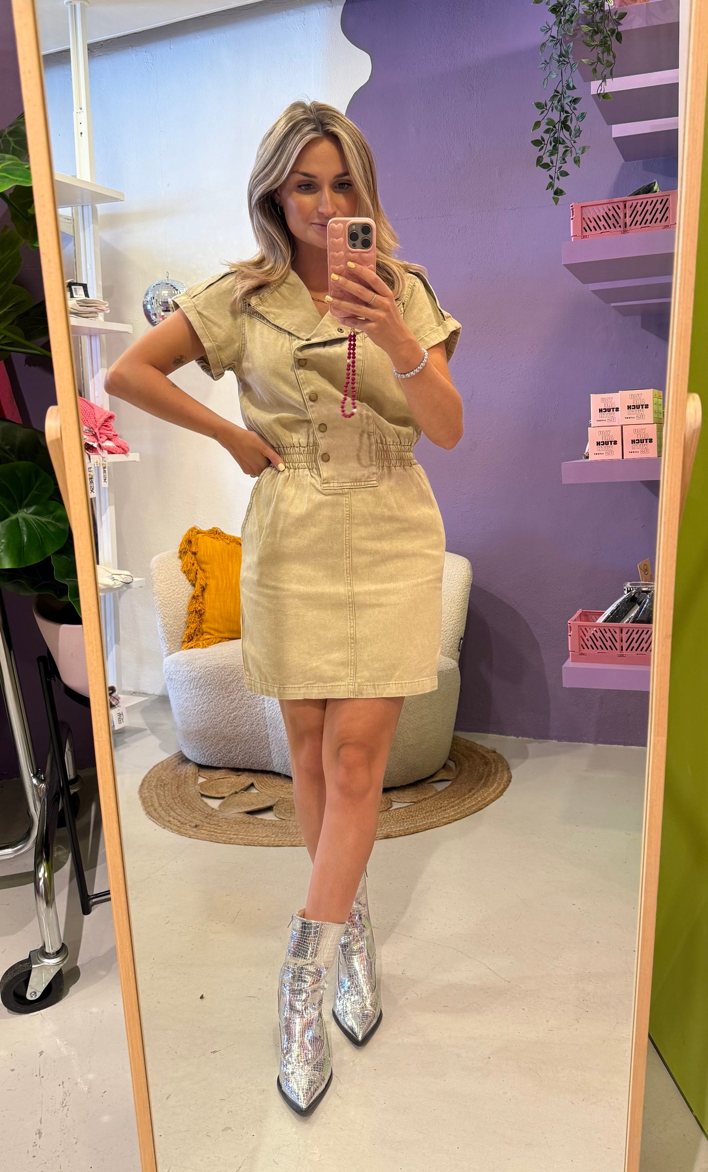 Denim dress washed sand
