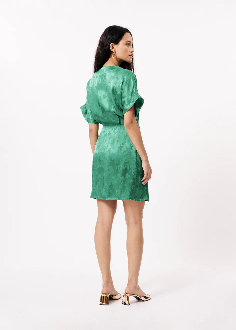 Omslag jurk groen silky