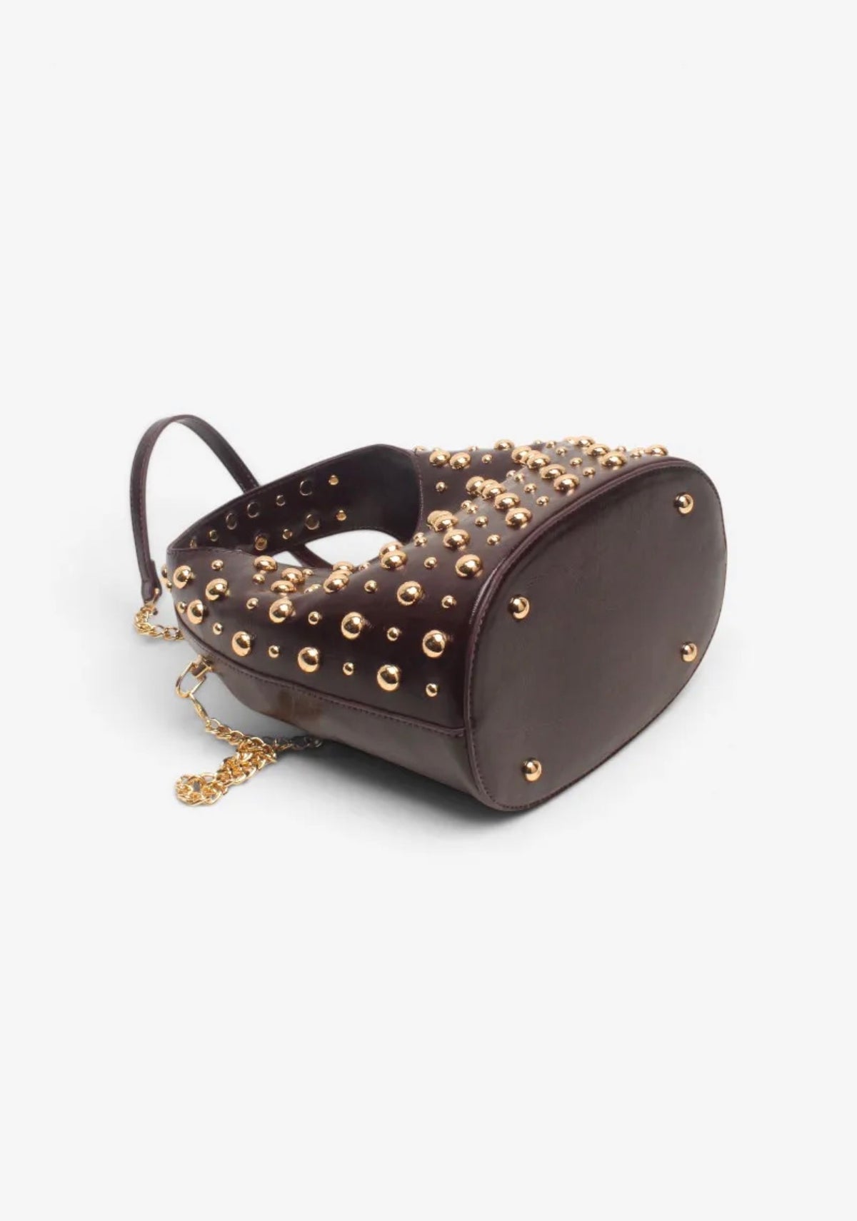Lak tas bruin dots