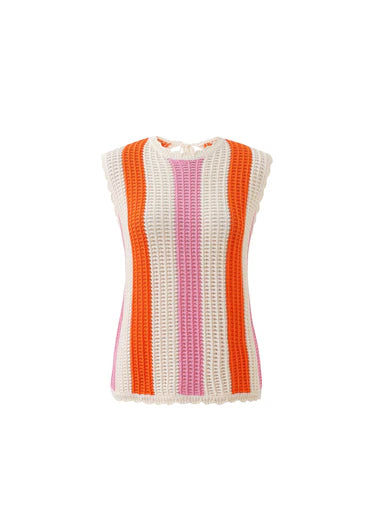 Gehaakte top roze, oranje , zand