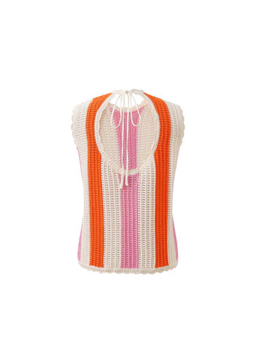 Gehaakte top roze, oranje , zand