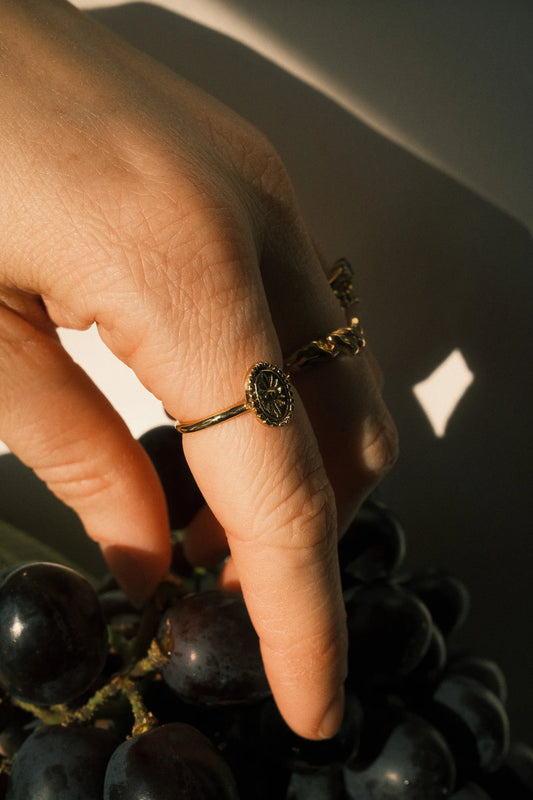 Ring Oval Signet Sun Brass