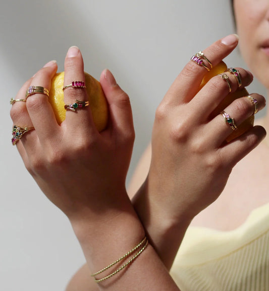 Ring Ruby Baguette Brass