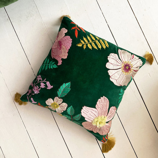 Luxe fluwelen kussen bloemen