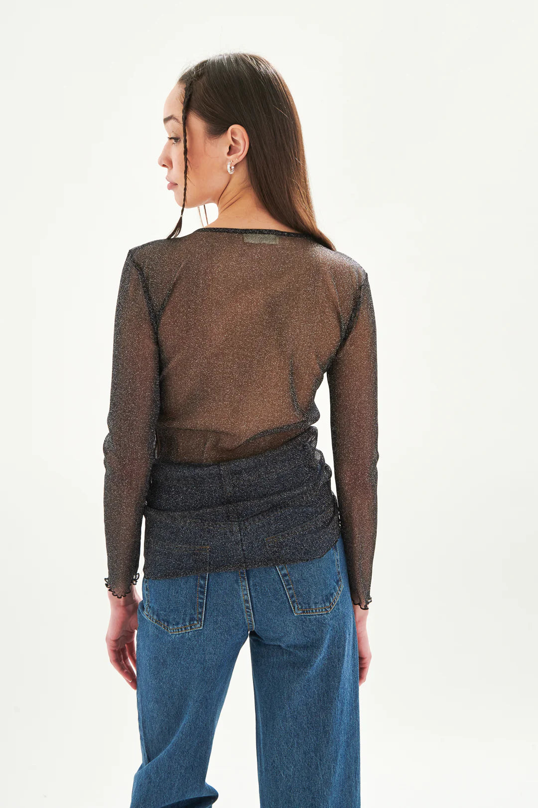 Mesh longsleeve met glitter