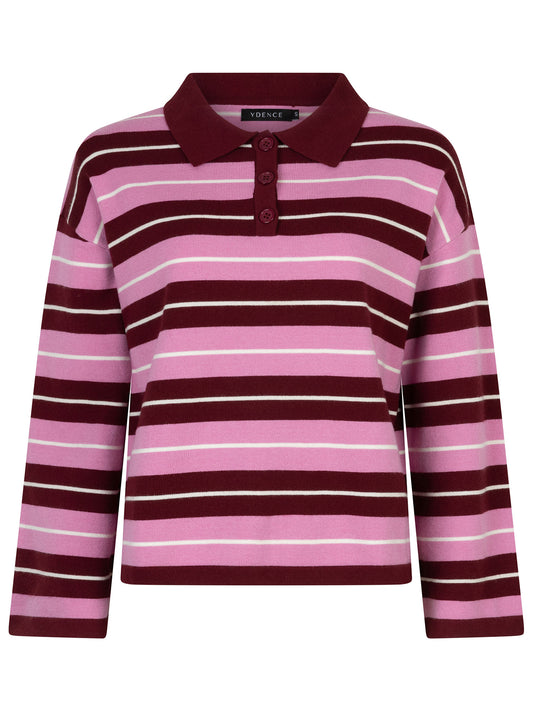 Knitted polo balou burgundy/pink