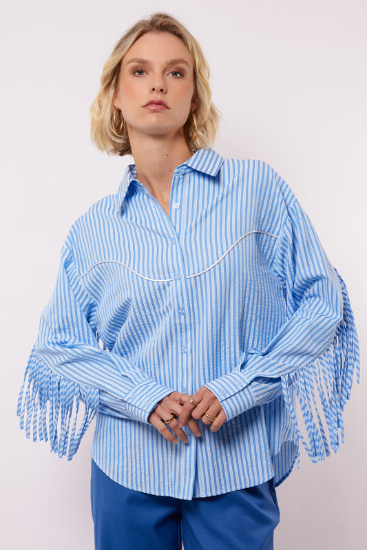 Marelia blouse trypan blue stripe