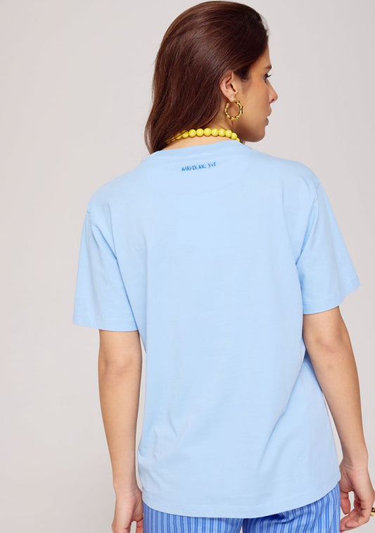 Pink fish tee sky blue