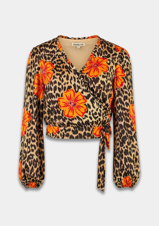 Blouse flora leopard flower