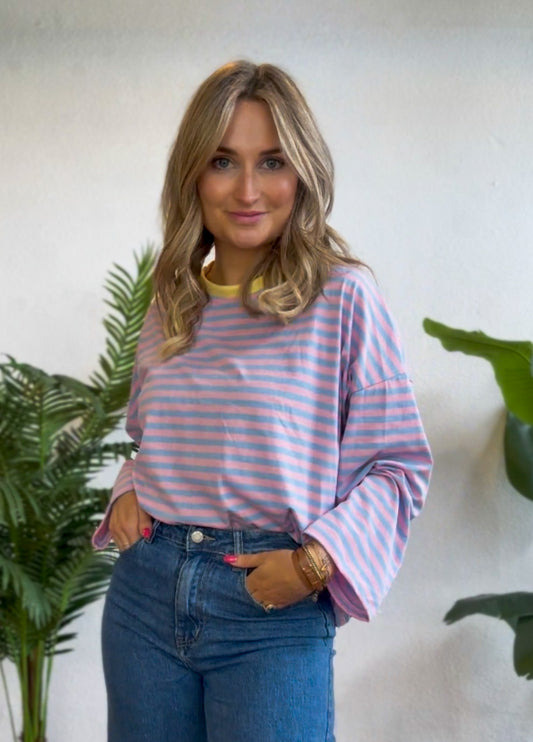 Longsleeve roze/blauw