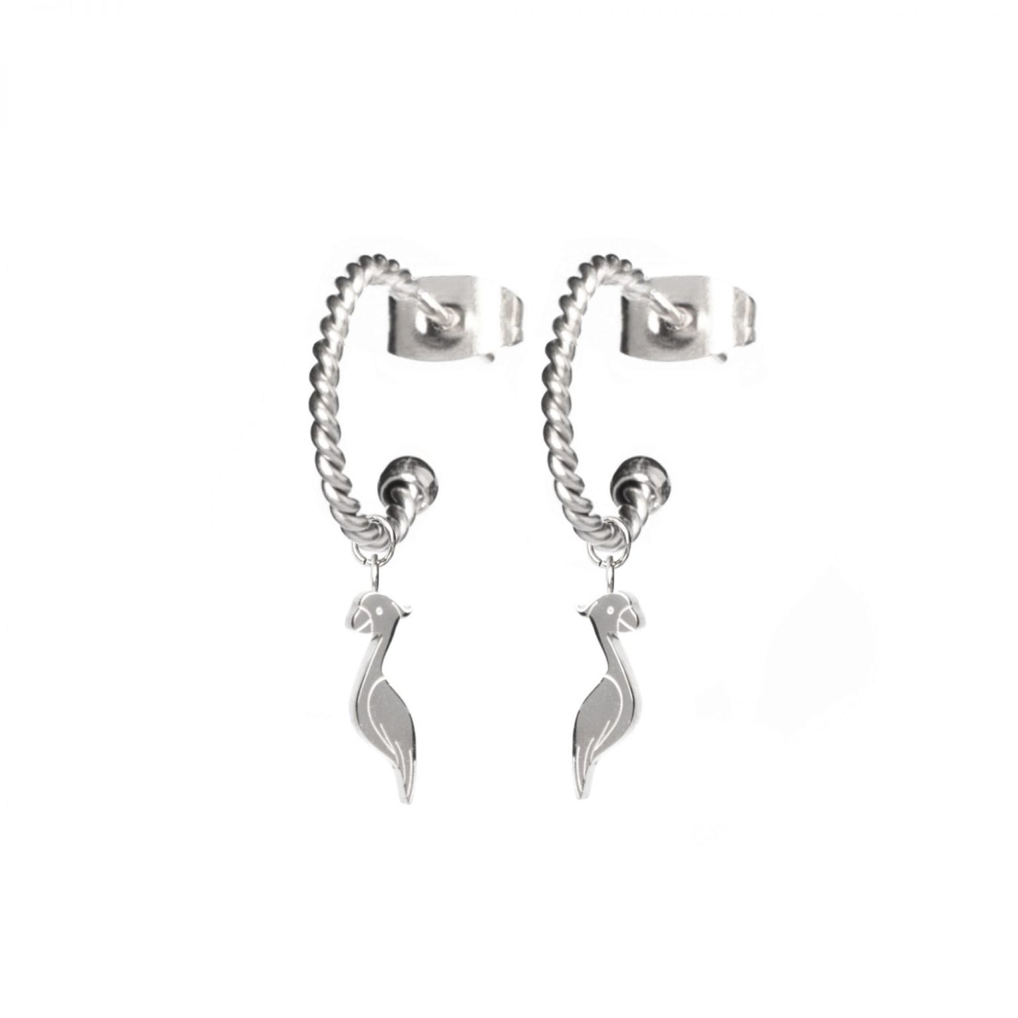 Earring twisted cockatoo silver PER STUK