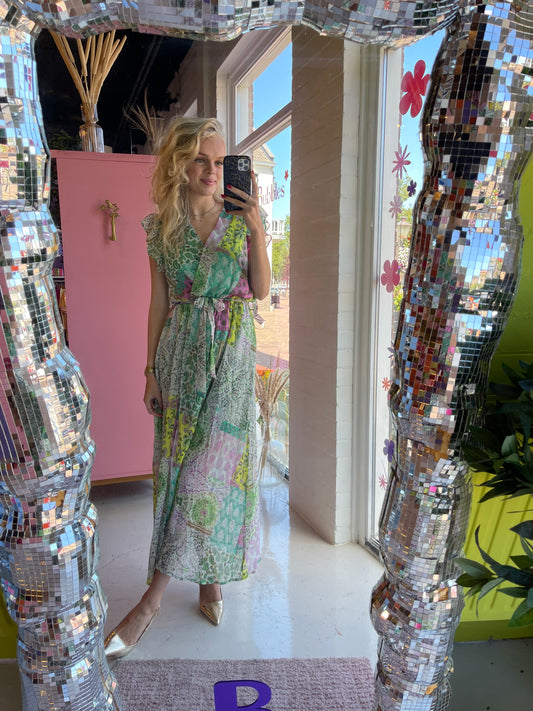 Maxi jurk print groen