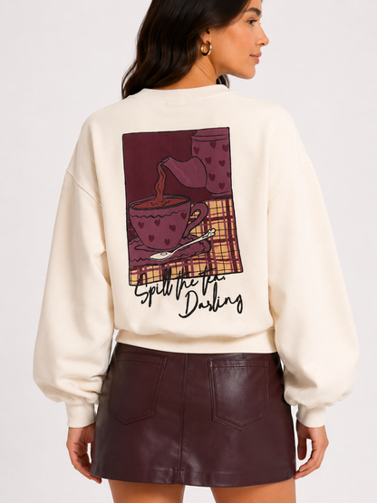 Spill the tea sweater ecru