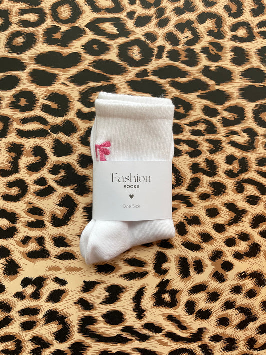 Fashion socks - bow white