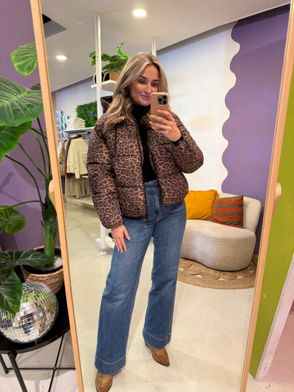 Tijgerprint winterjas bomber met capuchon