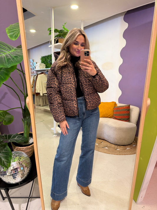 Tijgerprint winterjas bomber met capuchon