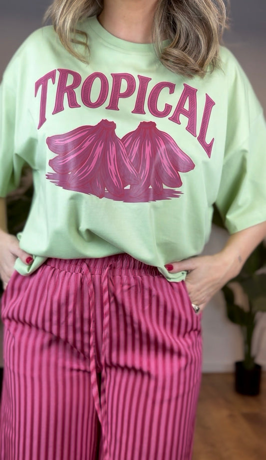 T-shirt tropical soft green