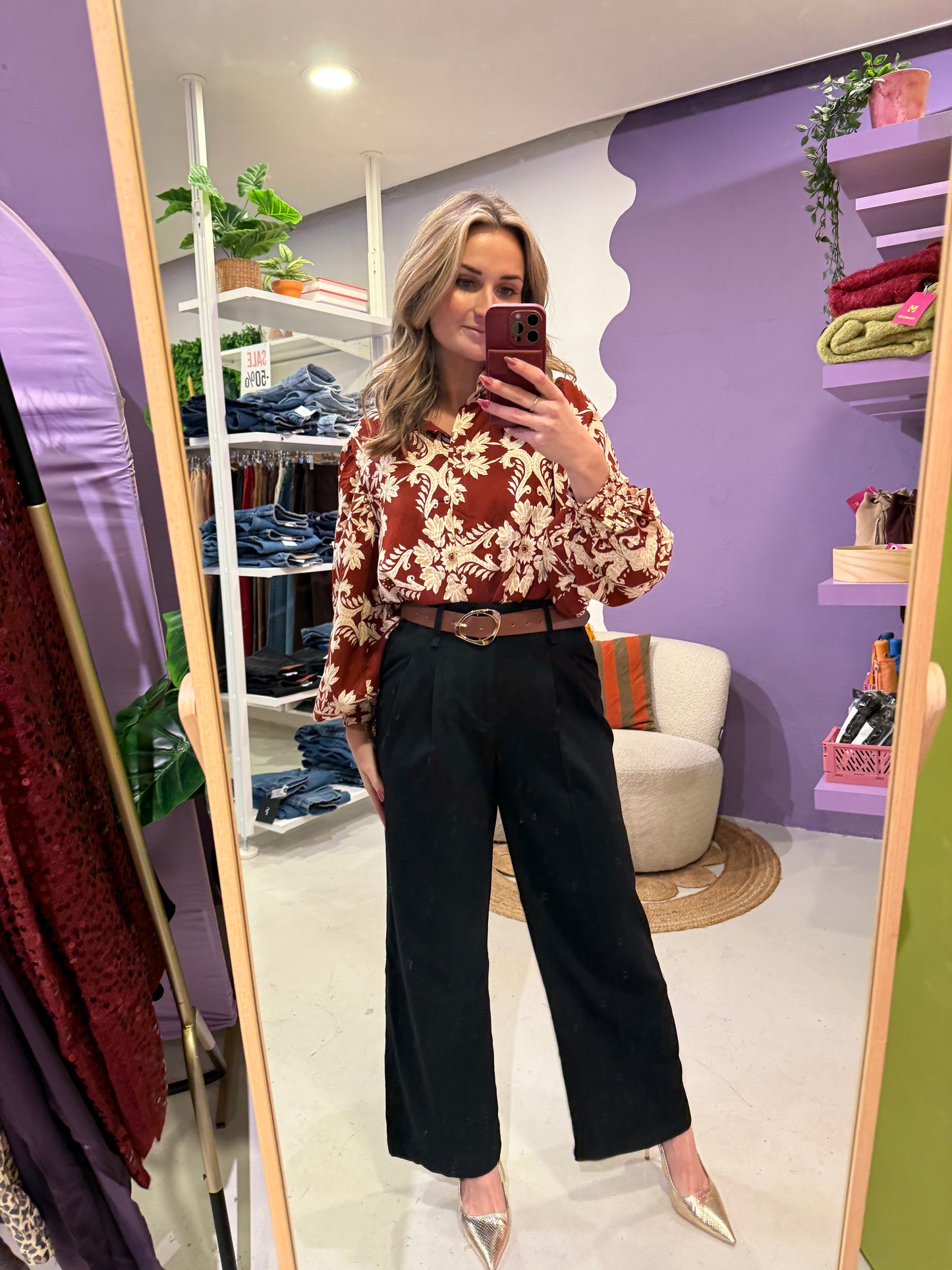 Pantalon zwart met riem