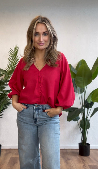 Blouse linnen mix berry