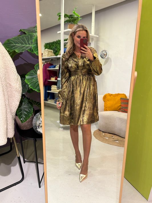 Metallic jurk goud