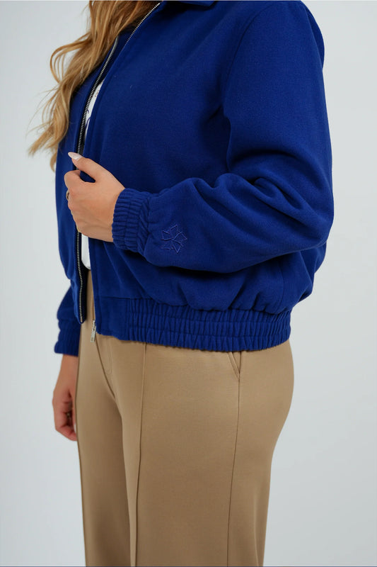 Korte bomber kobalt blauw