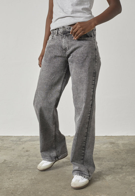 Low rise rechte jeans light grey