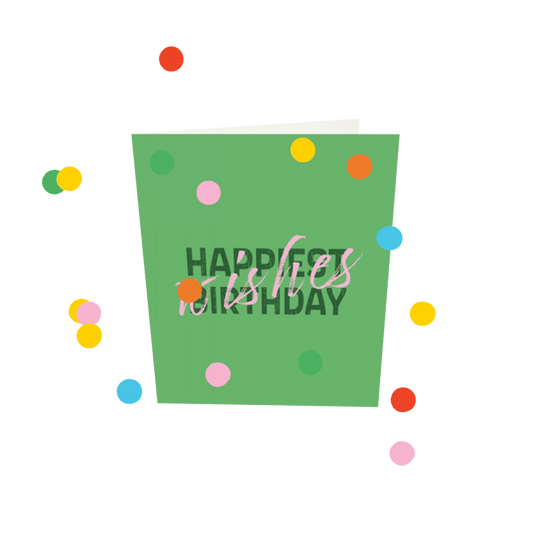 Confetti card Happiest Birthday Wishes
