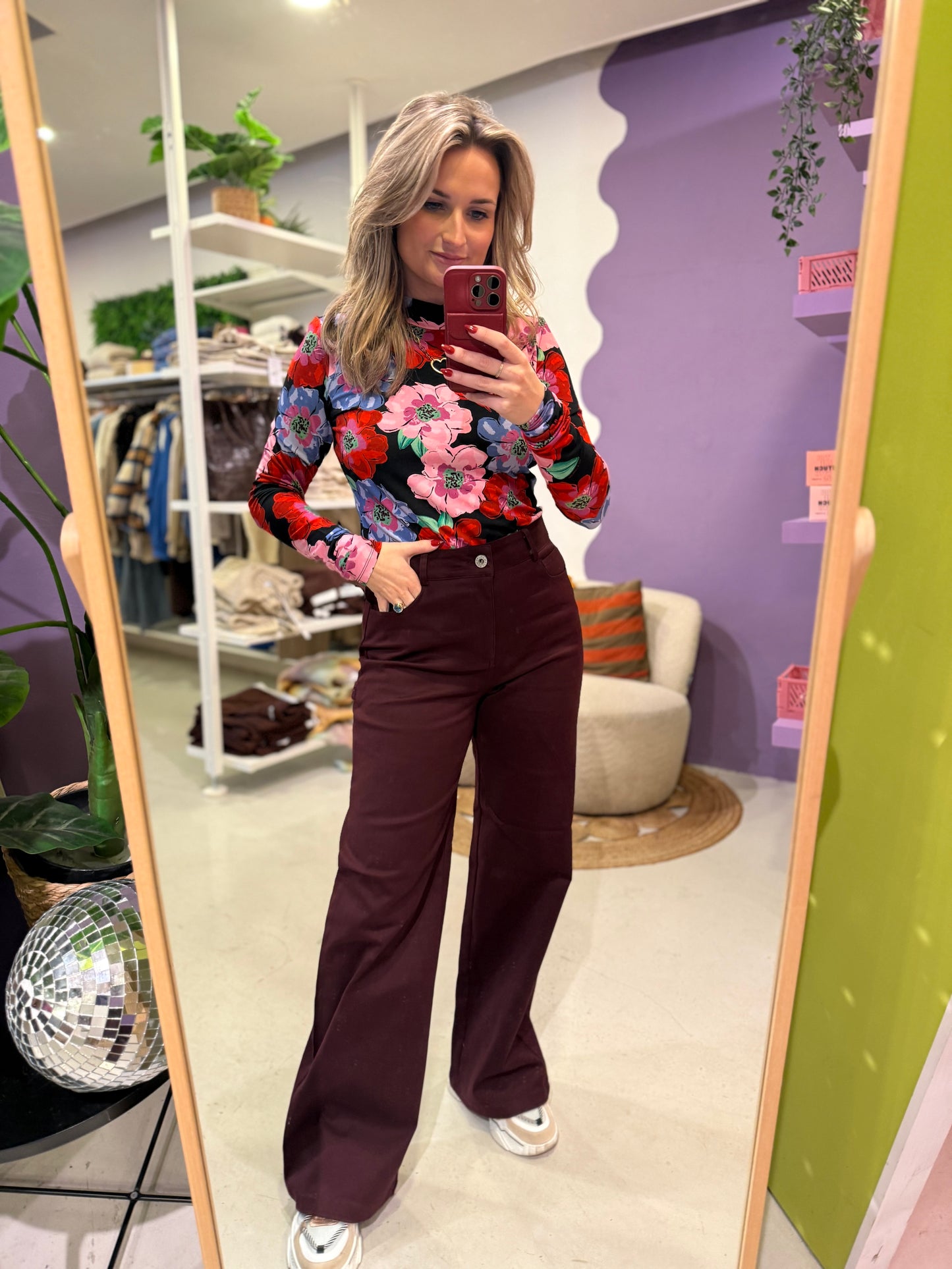 Raqual pants wine red