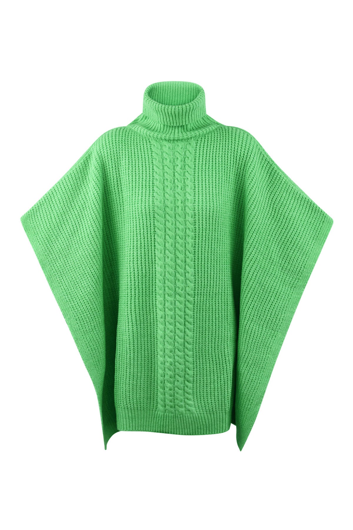 Gebreide Poncho met col groen