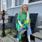 Gebreide Poncho met col groen