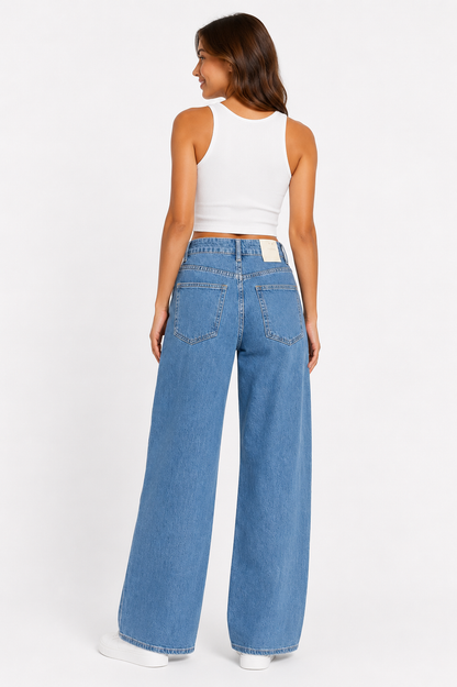 Straigh fit medium blue stretch jeans