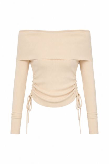 Off shoulder longsleeve beige